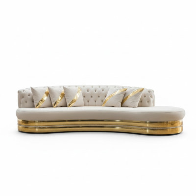 Halbrunde Weiße Chesterfield Couch Deisnger 3-Sitzer Polster Möbel Neu