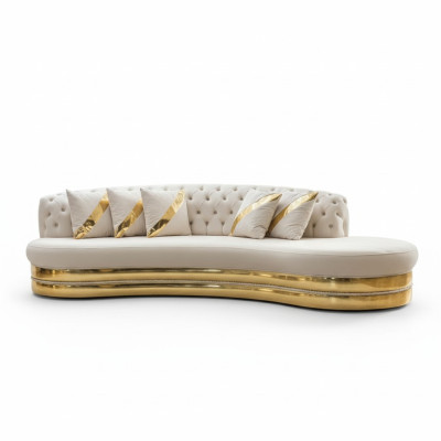 Weiße Halbrunde Chesterfield Sofas Designer 2x 3-Sitzer Stilvolle Couchen