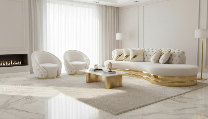 Exklusive Chesterfield Sofagarnitur Wohnzimmer Halbrundes Sofa Sessel