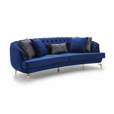 Halbrunder Chesterfield Blauer 4-Sitzer Designer Polster Edle Couch Neu