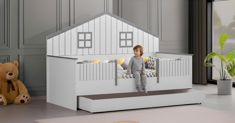 Modern Ausziehbares Kinderbett Luxuriöses Schlafzimmer Bett Holz Möbel