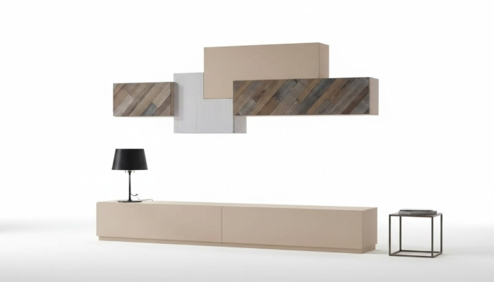 Wohnzimmer Komplett Set Lowboard RTV Schrank Wand Garnitur Luxus Neu