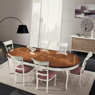Klassischer Esstisch Tisch Holz Esszimmer Garnitur 4x Stühle Set Weiß