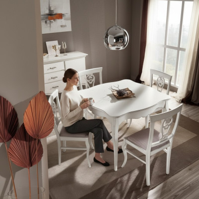 Luxus Esstisch Holz Quadratisch Esszimmer Tisch Weiß Möbel Tische Neu