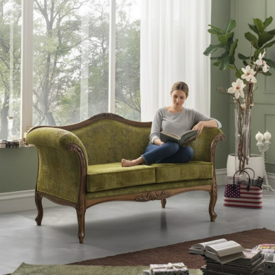 Sofa 2 Sitzer Textil Holz Polster Couch Sofas Design Luxus Neu Sofa