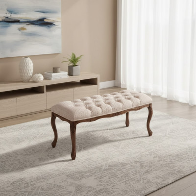 Sitzmöbel Sitzbank Polsterbank Holzbank Gepolstert Stoff Hocker Rosa Neu