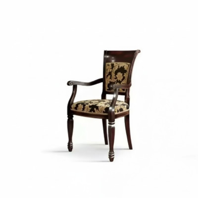 Stuhl Braun Design Wohnzimmer Esszimmer Holz Polster mit Armlehne Neu