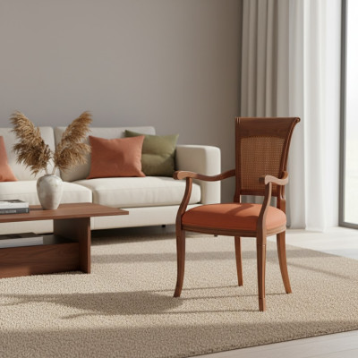 Textil Luxus Möbel Esszimmerstuhl Stuhl mit Armlehne Esszimmer Design