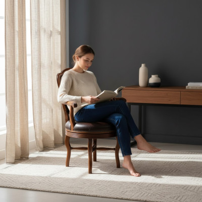 Büro Sessel Luxus Stuhl Bürostuhl Kunstleder Designer Sessel Holz Möbel