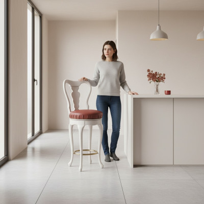 Klassische Weiß Stuhl Designer Barhocker Holzstuhl Luxus Möbel Hocker