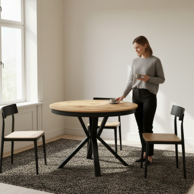 Luxus Esstisch Braun Runder Tisch Esszimmer Holz Design Tische 100 cm