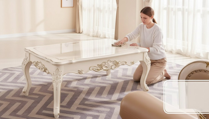 Couchtisch im Wohnzimmer schickes Design schicke Möbel neuer Luxus