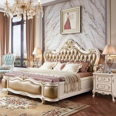 Klassischer Luxus Schlafzimmer Luxus Set 3tlg Bett + 2x Nachttische neu