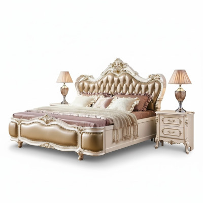 Klassischer Luxus Schlafzimmer Luxus Set 3tlg Bett + 2x Nachttische neu