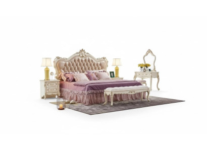 Schlafzimmer Set chesterfield Bett 2x Nachttische klassisch Möbel 3tlg