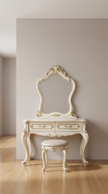 Schlafzimmer Set klassisch Möbel Schminktisch mit Spiegel Hocker 2tlg
