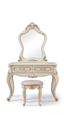 Schlafzimmer Set klassisch Möbel Schminktisch mit Spiegel Hocker 2tlg