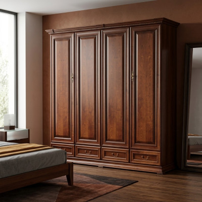 Kleiderschrank Schlafzimmer Holz Schrank Barock Rokoko Schränke 4türig