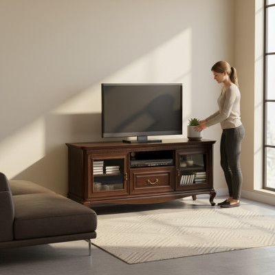 Wohnzimmer TV Staender Modern Fernseher Ständer Massivholz Schrank Möbel