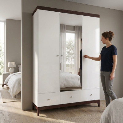 Designer Hochglanz Kleiderschrank Schränke Schlafzimmer Möbel Holz Luxus Weiß