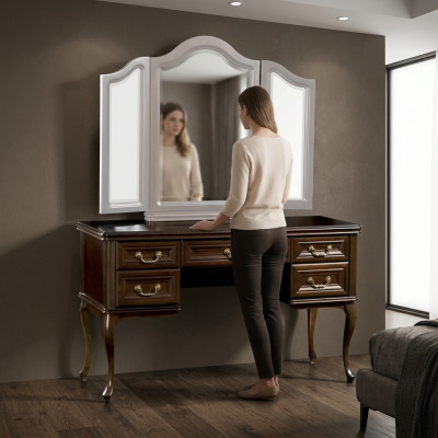 Schminktisch mit Spiegel Luxus Konsole Kommode Schlafzimmer Barock Rokoko