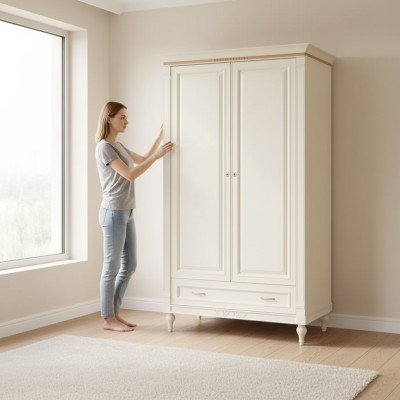 Kleiderschrank Schlafzimmer Schrank Antik Stil Barock weiß Schränke