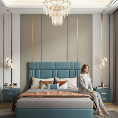 Schlafzimmer Set Designer Luxus Gruppe Garnitur Neu Bett 2x Nachttisch 3 tlg.