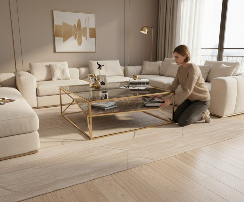 Moderner Marmor Wohnzimmer Couchtisch Luxus Edelstahl Tisch Glasplatte