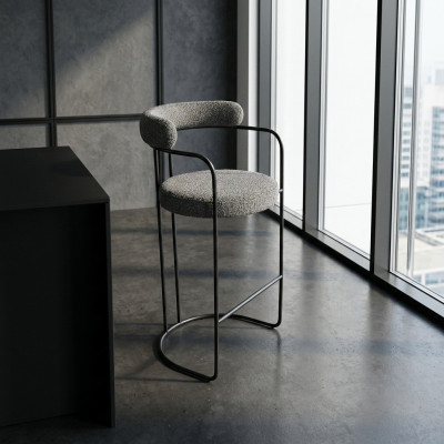 Grauer Luxus Edelstahl Barhocker Designer Bar Möbel Stuhl Hocker Gestell