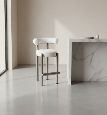 Designer Weißer Barhocker Mit Edelstahlfüßen Luxus Einsitzer Bar Möbel