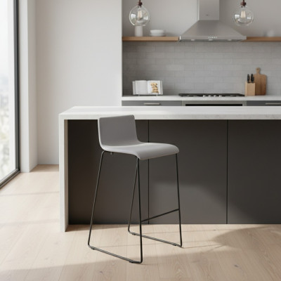 Hoher Grauer Barhocker Luxus Stühle Polsterbezug Designer Möbel Stil