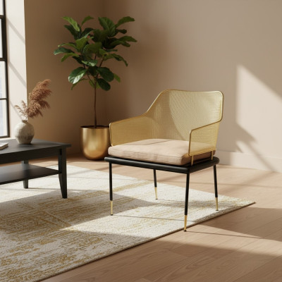Luxuriöser Einsitzer Designer Sessel mit Edelstahl Elementen Neue Stühle