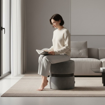 Moderner Grauer Hocker Luxus Beistellhocker Schlafzimmer Möbel Stil Neu