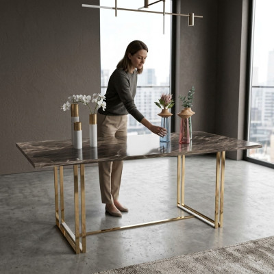 Moderner Edelstahl Tisch Luxus Esstisch Esszimmer Möbel Küchentisch