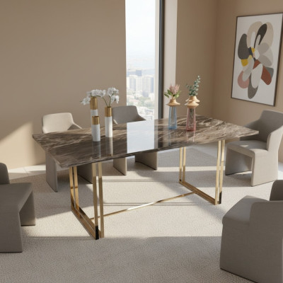 Moderner Edelstahl Tisch Luxus Esstisch Esszimmer Möbel Küchentisch