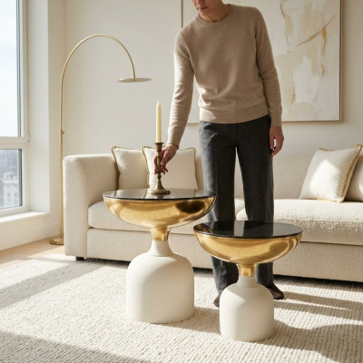Designer Edelstahltisch Moderner Beistelltisch Wohnzimmer Luxus Möbel