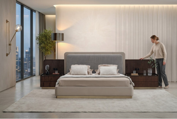 Schlafzimmer Set Luxus Komplettes Bett +2x Nachttische 3tlg  Modern Set