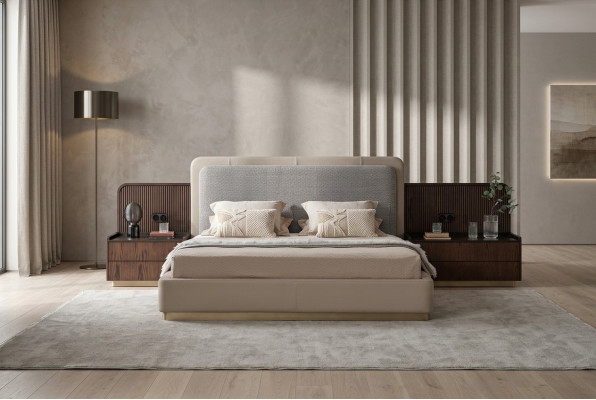 Schlafzimmer Set Luxus Komplettes Bett +2x Nachttische 3tlg  Modern Set