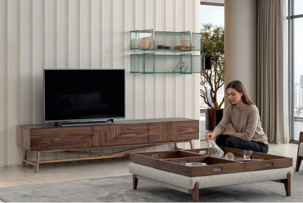 Wohnzimmer Tv-Ständer mit 2x Wandregal Luxus Design Sideboarad Wohnwand