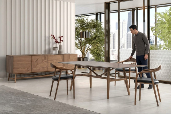 Luxus Set Esszimmer 6tlg Essgarnitur Essgruppe Set Tisch 4x Stuhle mit Anrichte