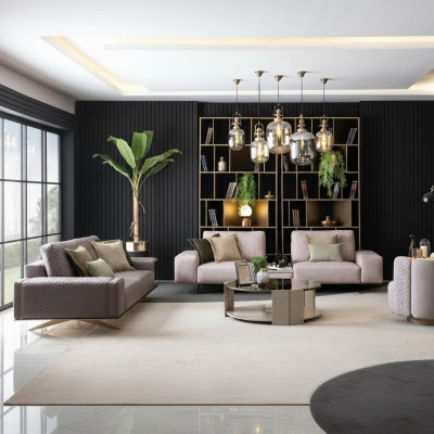 Luxus Sofagarnitur 3+3+1 Sitz Couchen Set Möbel Einrichtung Sitzpolster