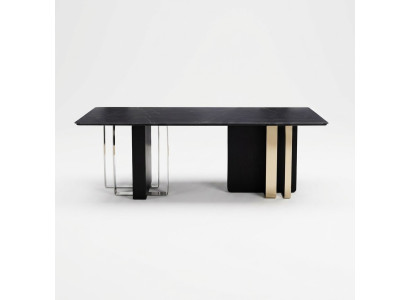 Großer Schwarzer Esstisch Esszimmer Möbel Holztisch Tisch Edelstahl