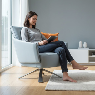 Sessel Polstermöbel Designer Moderner Wohnzimmer Drehstuhl Textil Neu