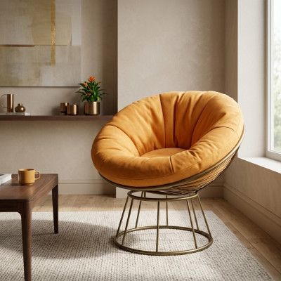 Sessel Club Lounge Designer Polster 1 Sitzer Relax Einsitzer Orange