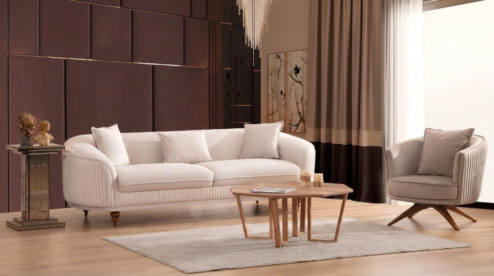 Sofa 3 Sitzer Elegantes Sessel Modern Luxus Design Holz Möbel Polster