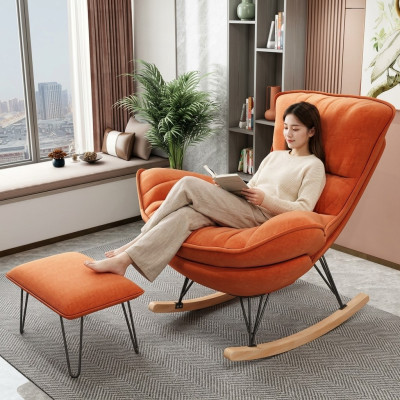 Sessel Design Relax Orange Textil Wohnzimmer Polster Luxus Einsitzer