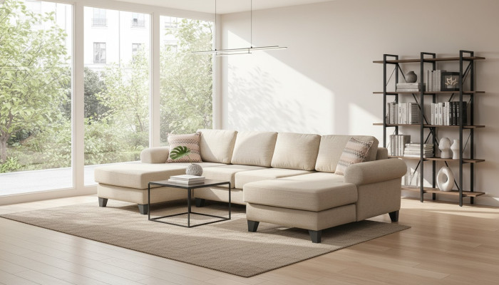 Wohnlandschaft Ecksofa U-Form Couch Sitz Polster Sofa Luxus Möbel Sofas modern