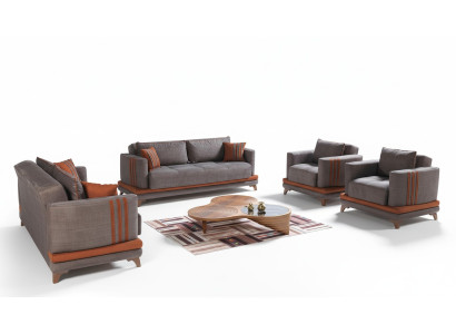 Design Modernes Wohnzimmer Set Sofagarnitur 3+2+1+1 Grau Wohnzimmer Möbelset