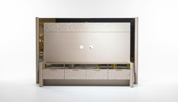 Luxus Wohnwand RTV Lowboard TV Ständer Beige Wohnzimmer Möbel Neu
