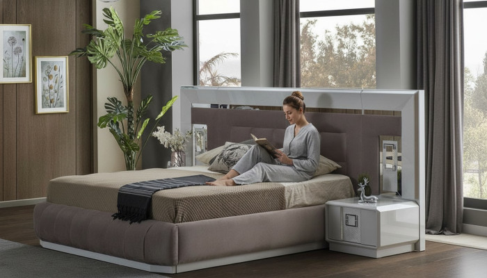 Schlafzimmer Set Luxus Komplettes Bett 2x Nachttisch Modern Möbel 3tlg Neu